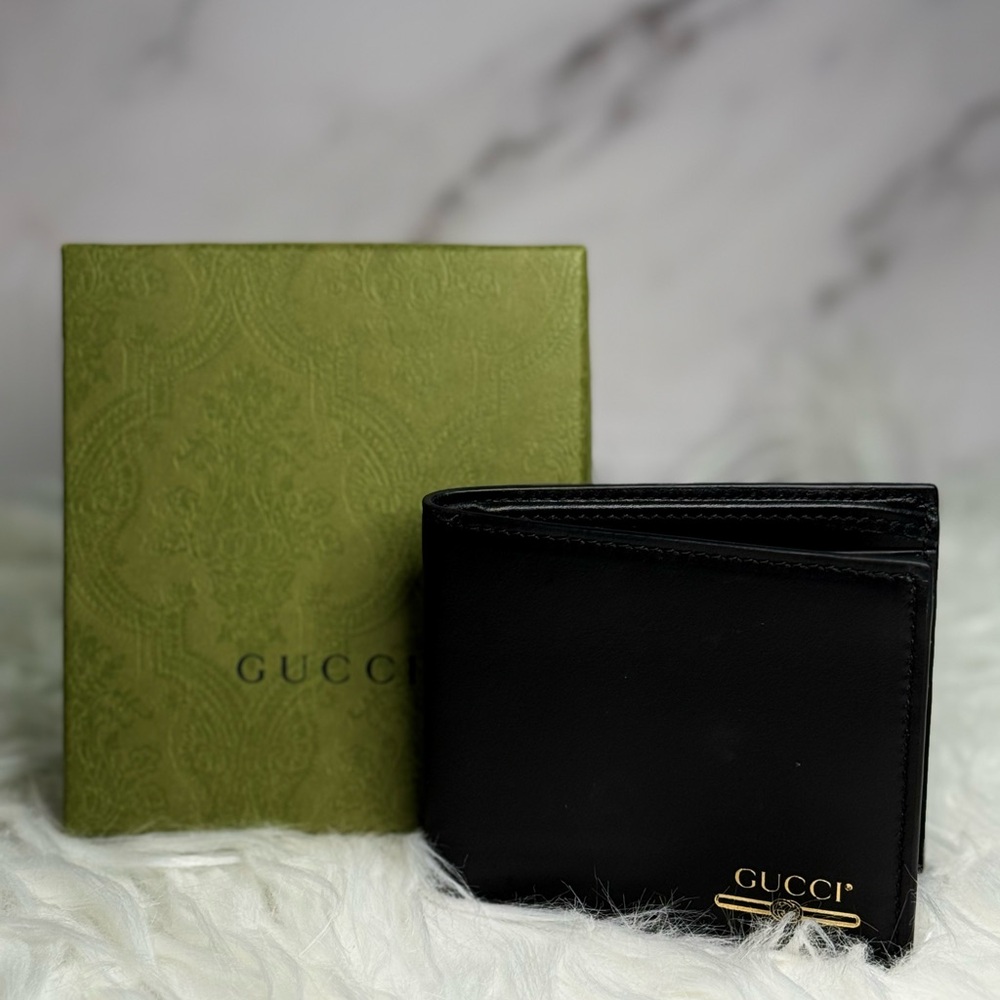 GUCCI Vintage Black Leather Wallet Men’s With Box